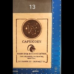 Capricorn wood burned plaque